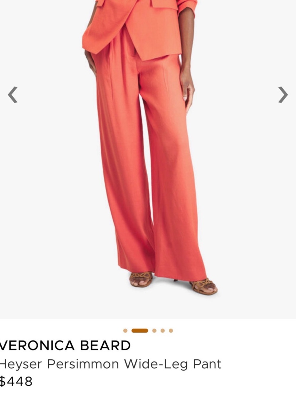 Veronica Beard Heyser Linen Persimmon Wide-Leg Trouser Pants